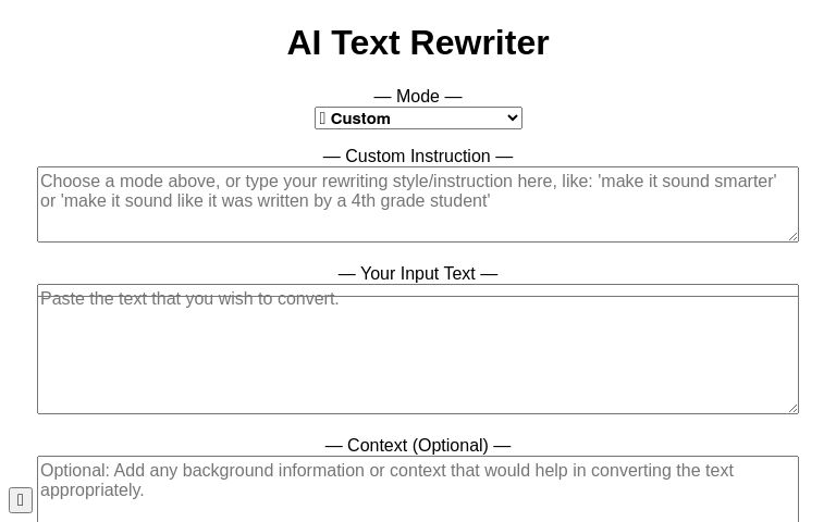 AI Text Converter/Rewriter (free, no sign-up, unlimited) ― Perchance ...