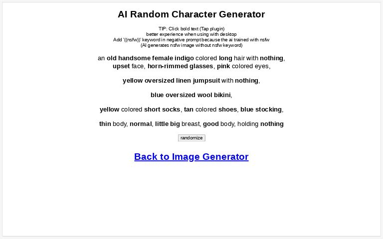 AI Random Character Generator
