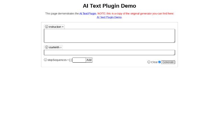 Ai Text Plugin Demo
