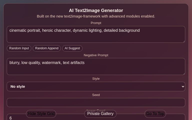 AI Text2Image Generator (Framework Edition)