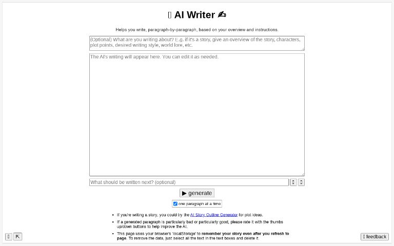 AI Writer (free, unlimited, no sign-up) ― Perchance Generator