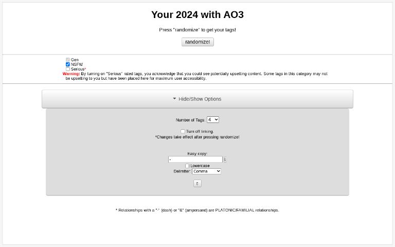 Your 2024 with AO3 ― Perchance Generator