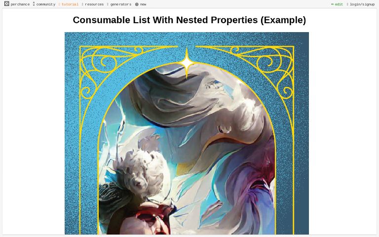 Consumable List With Nested Properties (Example) ― Perchance Generator