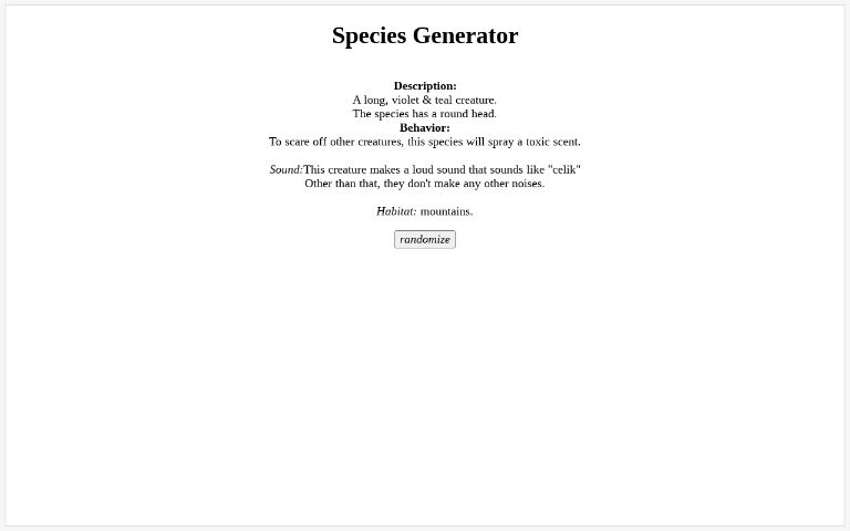 Species Generator