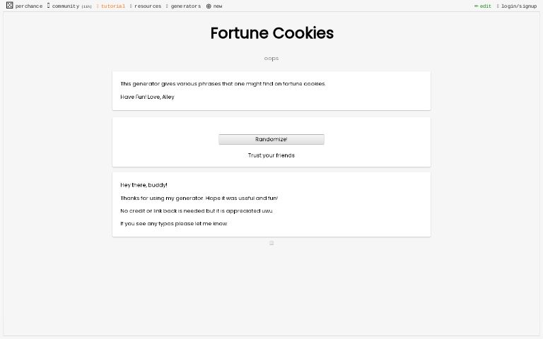 Fortune Cookies ― Perchance Generator