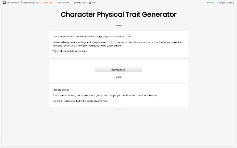 Character Physical Description Generator