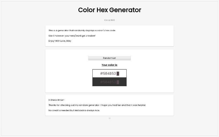 Color Hex Generator