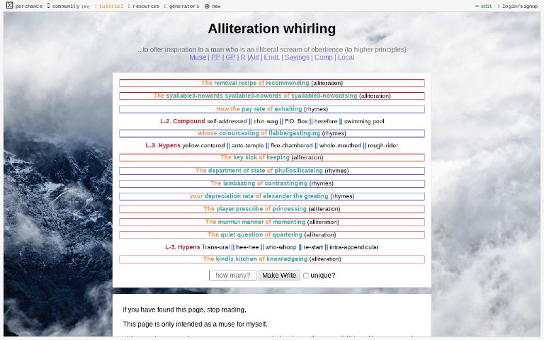 alliteration-soaring-perchance-generator