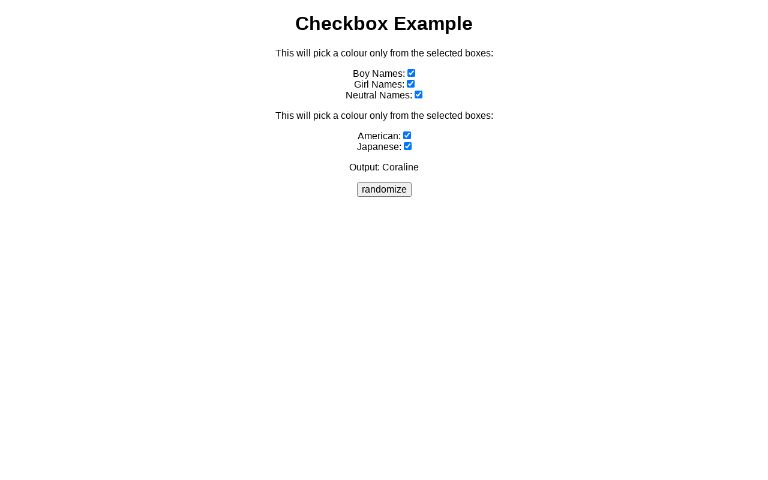 Checkbox Example ― Perchance Generator
