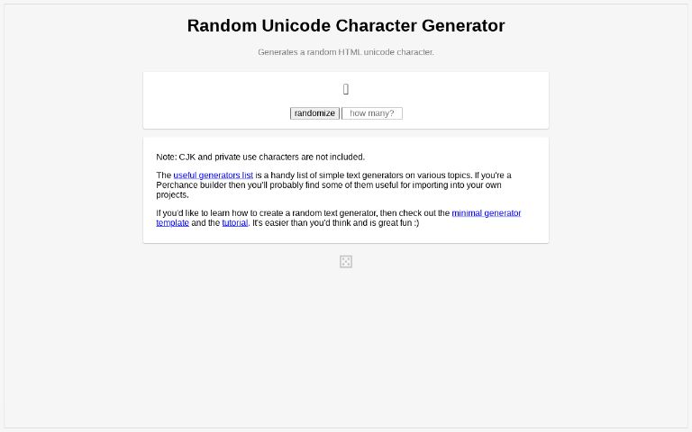 Random Unicode Character Generator