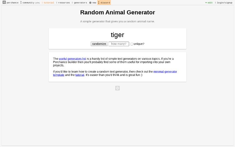 Random Animal Generator ― Perchance