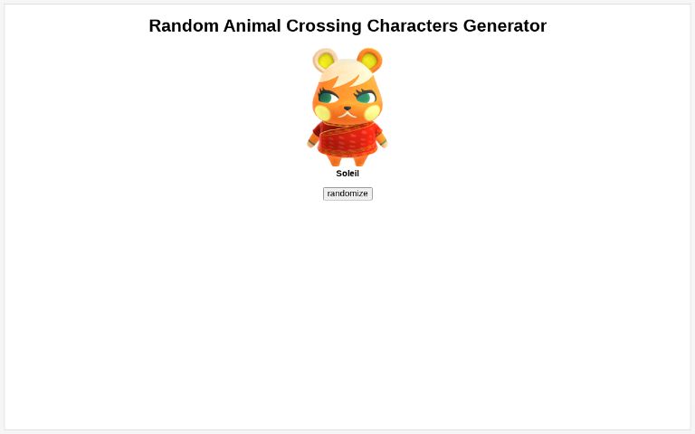Random Animal Crossing Characters Generator ― Perchance