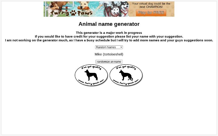 Random Stuffed Animal Name Generator