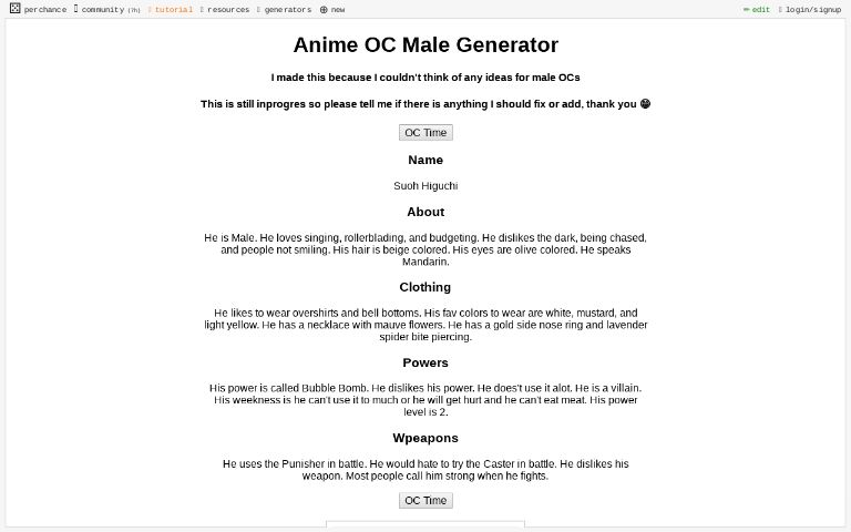 Anime OC Male Generator ― Perchance