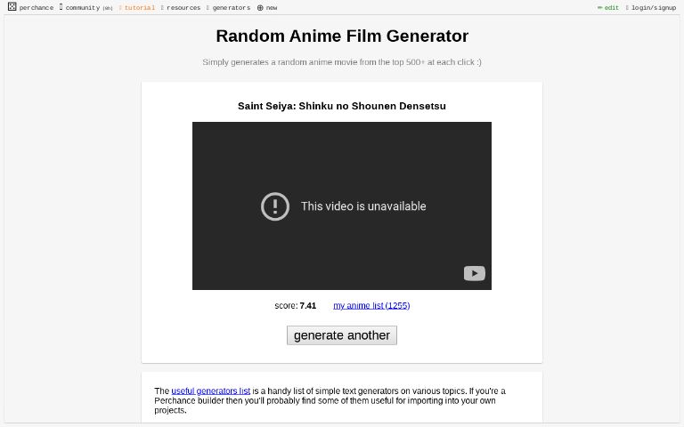 Random Anime Film Generator