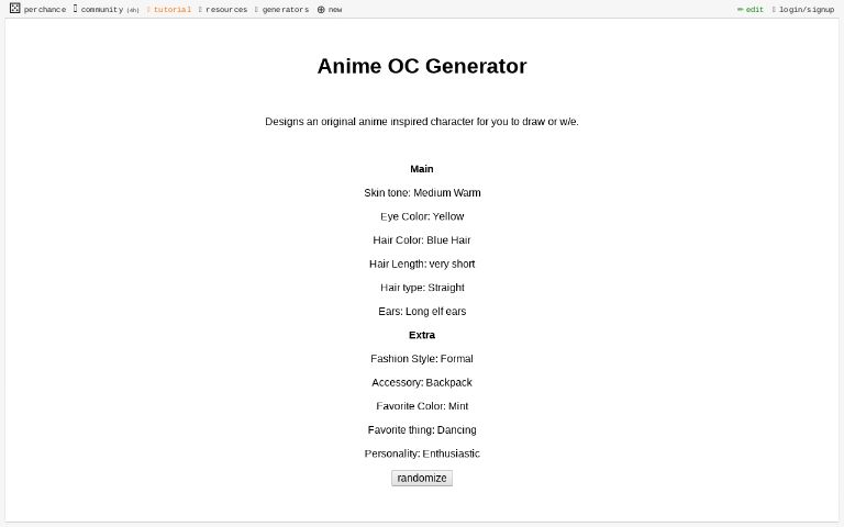 Anime OC Generator ― Perchance