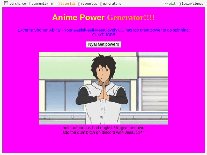 Anime Power Generator!!!!