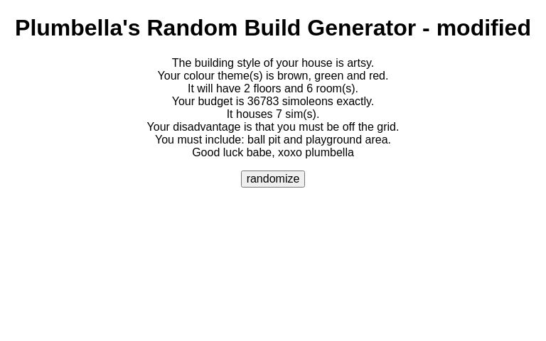 Plumbella's Random Build Generator - modified