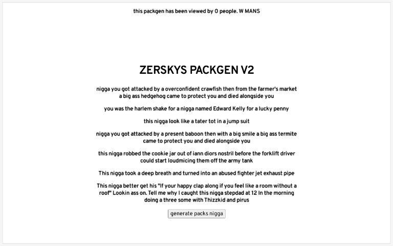 ZERSKYS PACKGEN V2 ― Perchance Generator