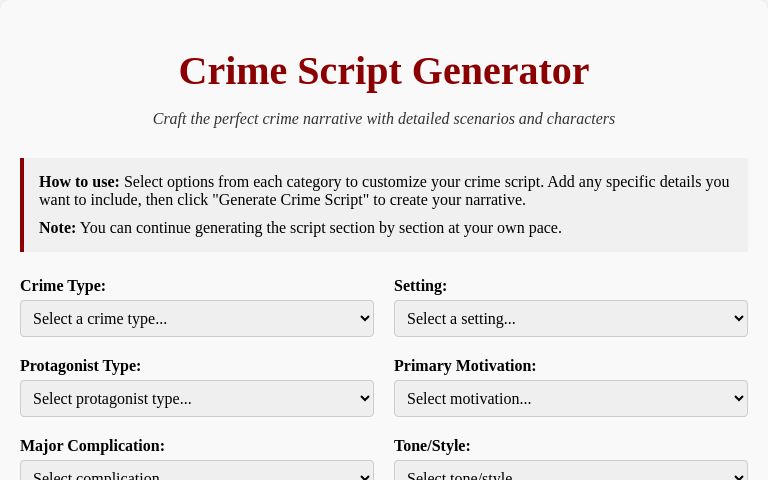 Crime Script Generator