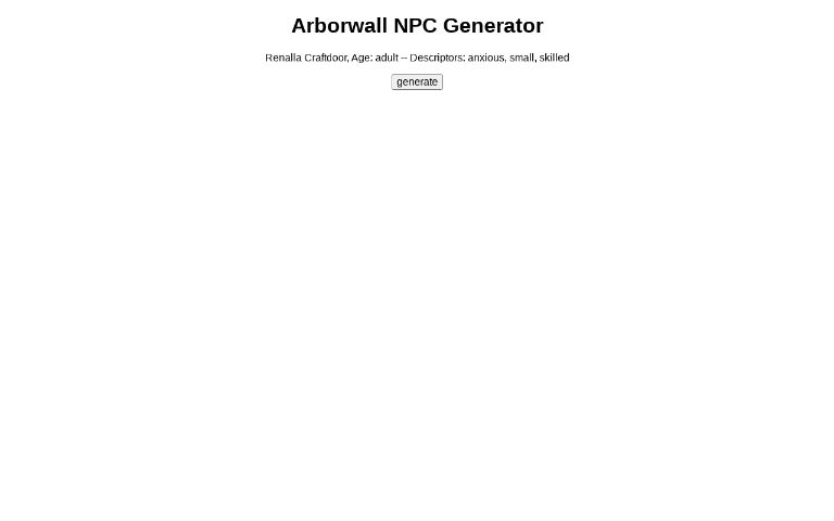 Arborwall NPC Generator