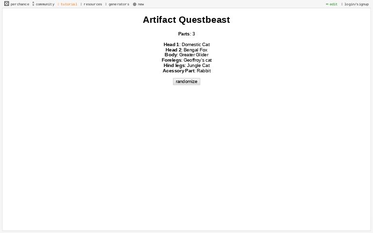 artifact-questbeast-perchance-generator