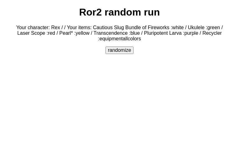 Ror2 random run ― Perchance Generator