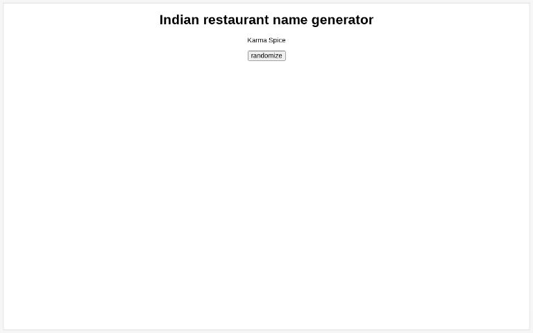 Indian restaurant name generator