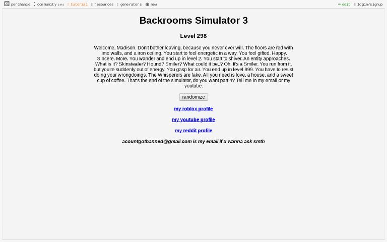 Random Backrooms Level Selector ― Perchance Generator