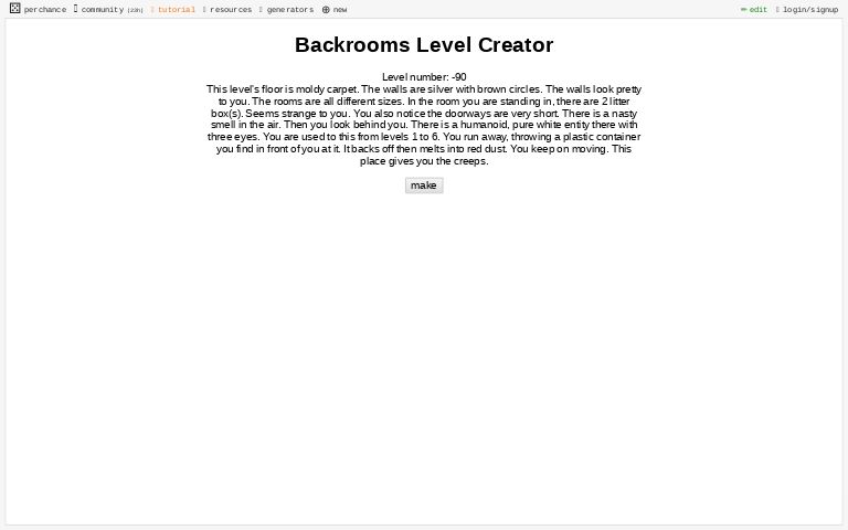 The Backrooms Emulator ― Perchance Generator