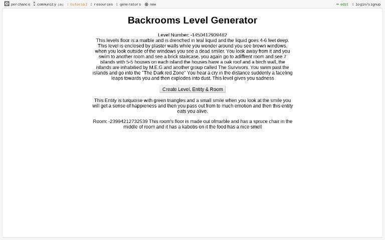 Random Backrooms Level ― Perchance Generator