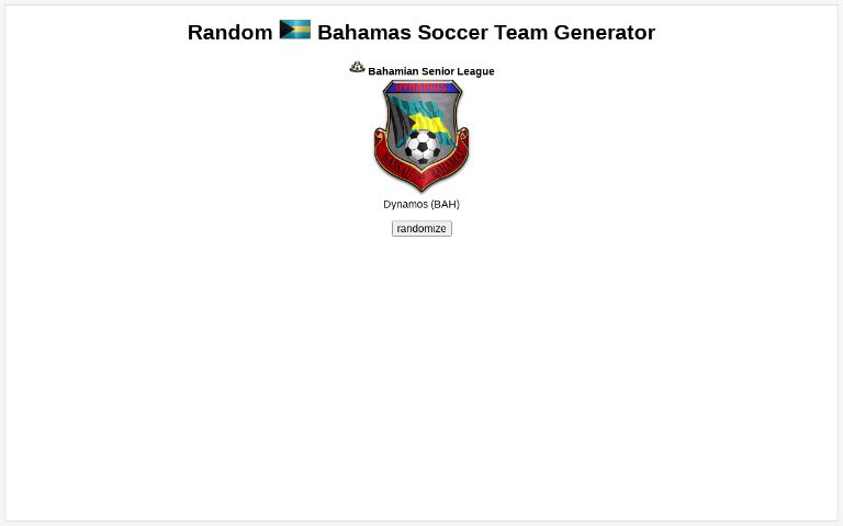 Random Bahamas Soccer Team Generator