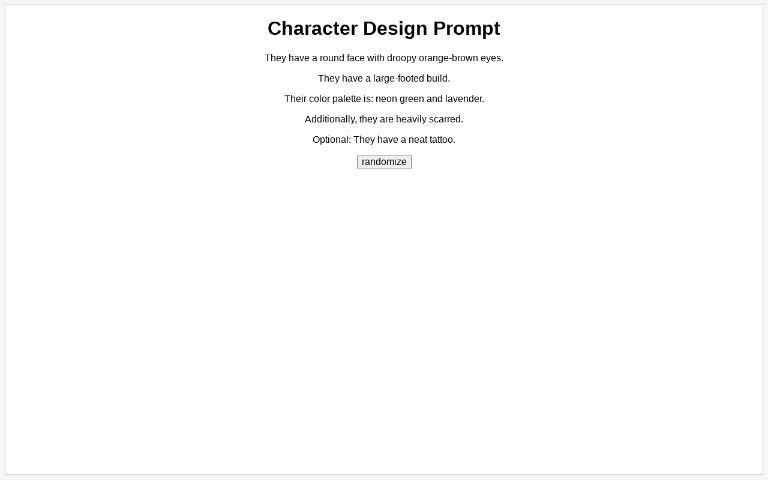 Character Design Prompt ― Perchance Generator