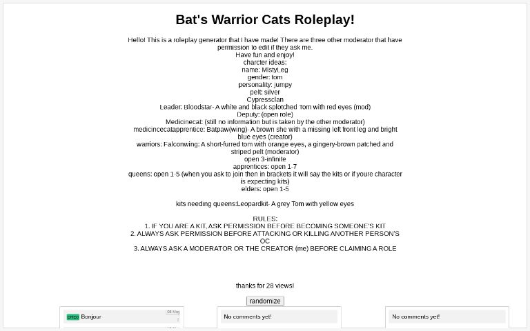 Bat #39 s Warrior Cats Roleplay