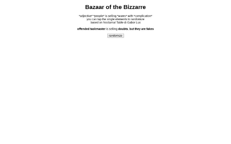 Bazaar of the Bizzarre ― Perchance Generator