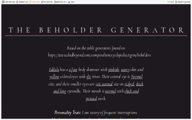 Beholder Generator