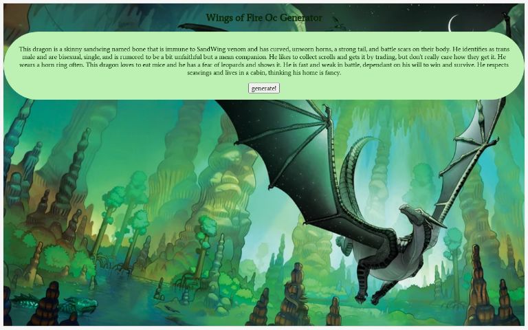 Wings Of Fire Oc Generator Perchance