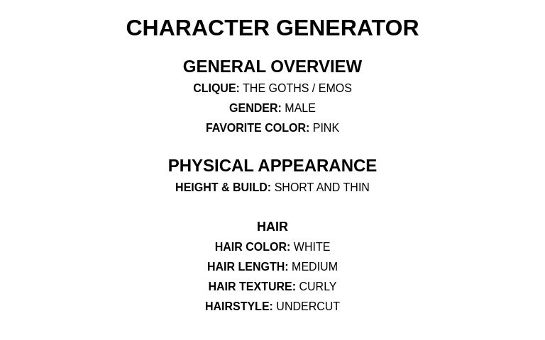 CHARACTER GENERATOR
