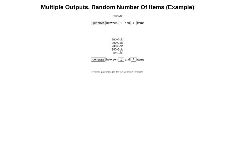 Multiple Outputs, Random Number Of Items (Example) ― Perchance Generator