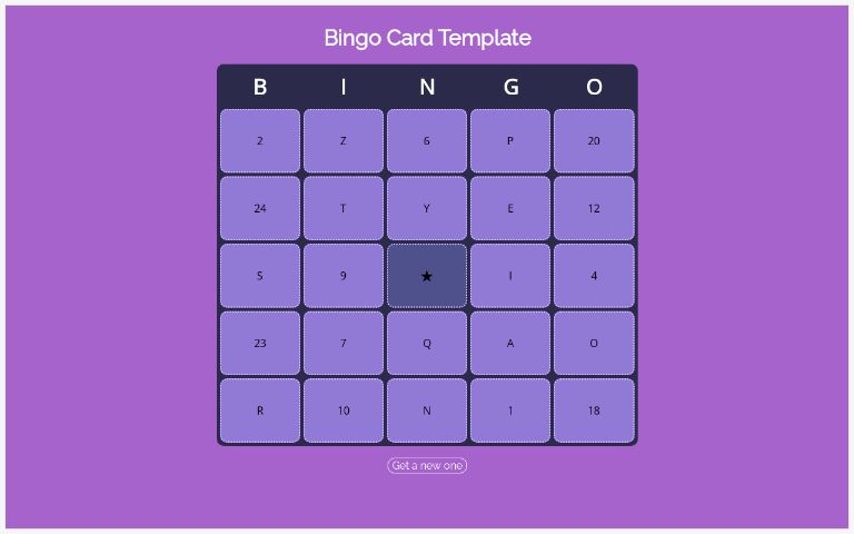 Bingo Card Template ― Perchance Generator