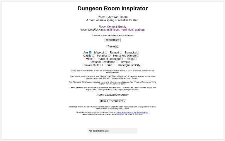 Dungeon Room Inspirator ― Perchance Generator