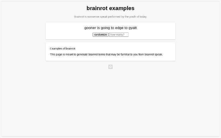 brainrot examples ― Perchance Generator
