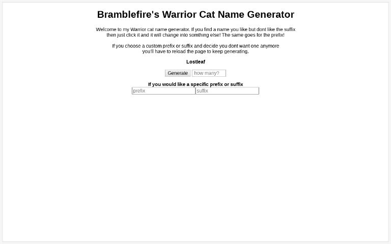 Warrior cats name generator Sorry if you got leafleaf!