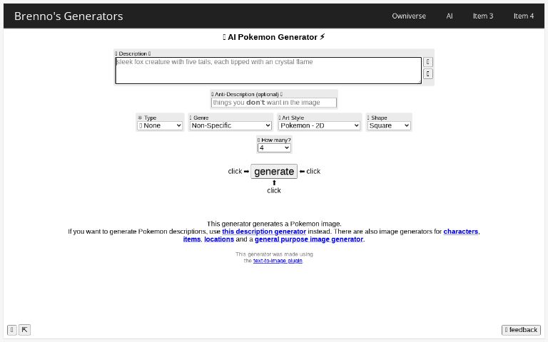 AI Pokemon Generator (free, no sign-up, unlimited)