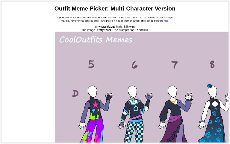 Outfit Meme Picker: Multi-Character Version ― Perchance Generator