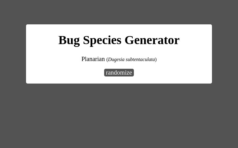 bug species name generator generate a random