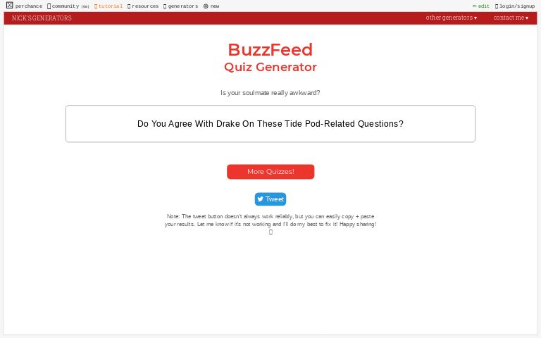 BuzzFeed Quiz Generator ― Perchance