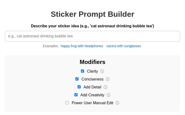 Sticker Prompt Builder ― Perchance Generator