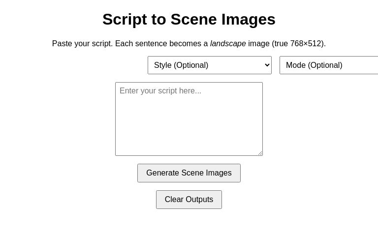 Script to Scene Images ― Perchance Generator