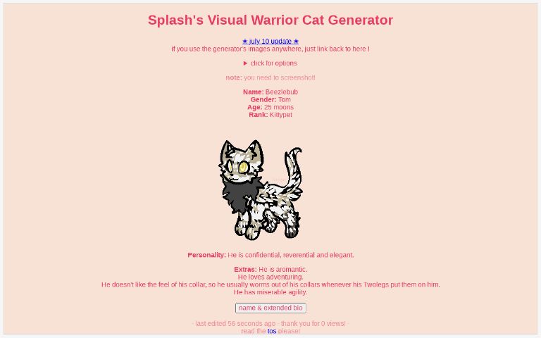 Splash's Visual Warrior Cat Generator